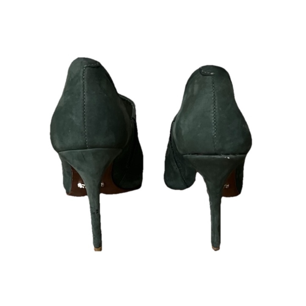 Schutz Green Suede D’Orsay Peep Toe Pumps 6B Women’s High Heel Classic Elegant - Picture 5 of 11